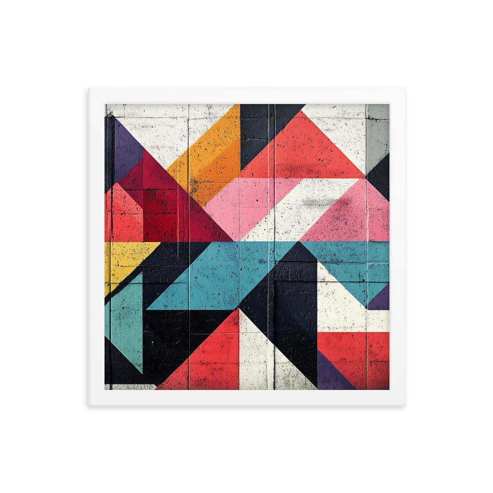 Vibrant Geometric Art Pattern With Bold Colors and Abstract Shapes Framed Poster - Oh Posters