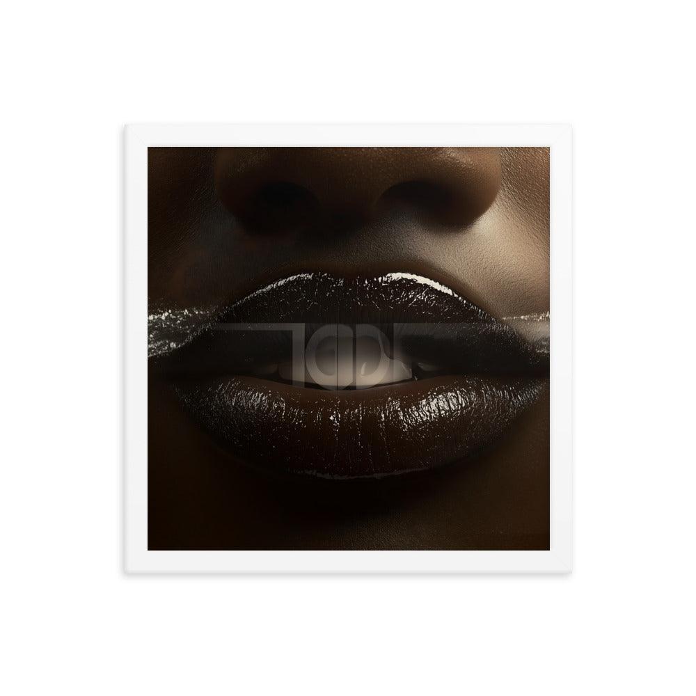 Bold Abstract Face Art with White Accents for Modern Aesthetic Framed Poster - Oh Posters