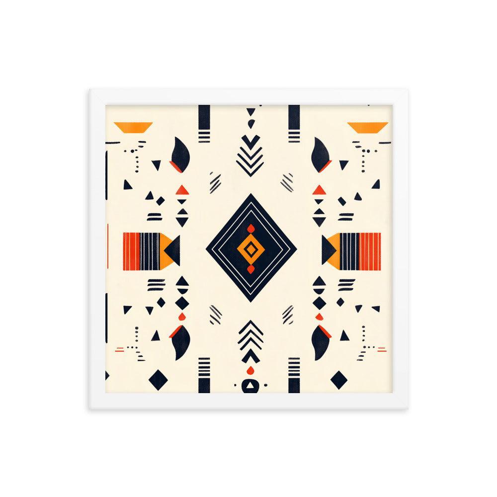 Boho Geometric Pattern with Tribal Vibes Framed Poster - Oh Posters