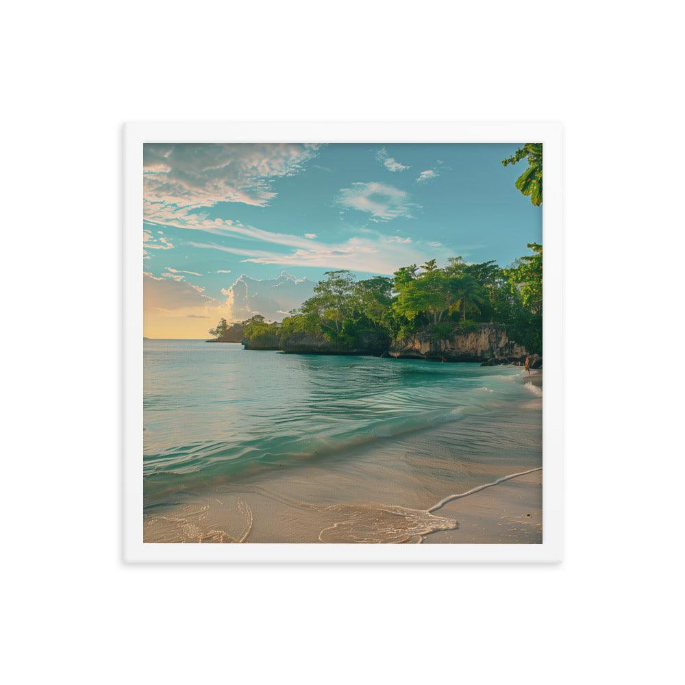 Jamaica Tranquil Seaside Sunset Framed Poster - Oh Posters