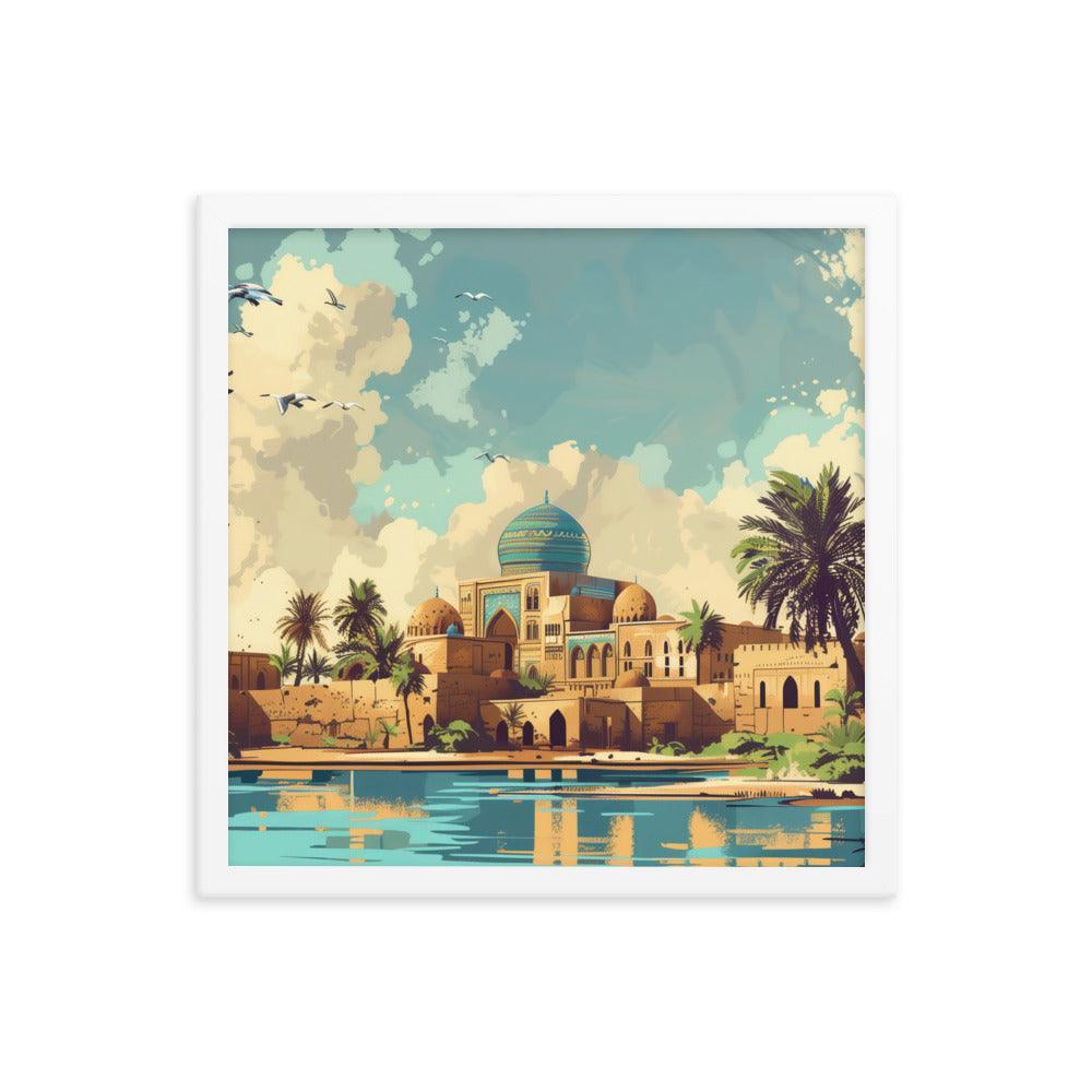 Iraq Riverside Mosque Tropical Landscape Framed Poster - Oh Posters