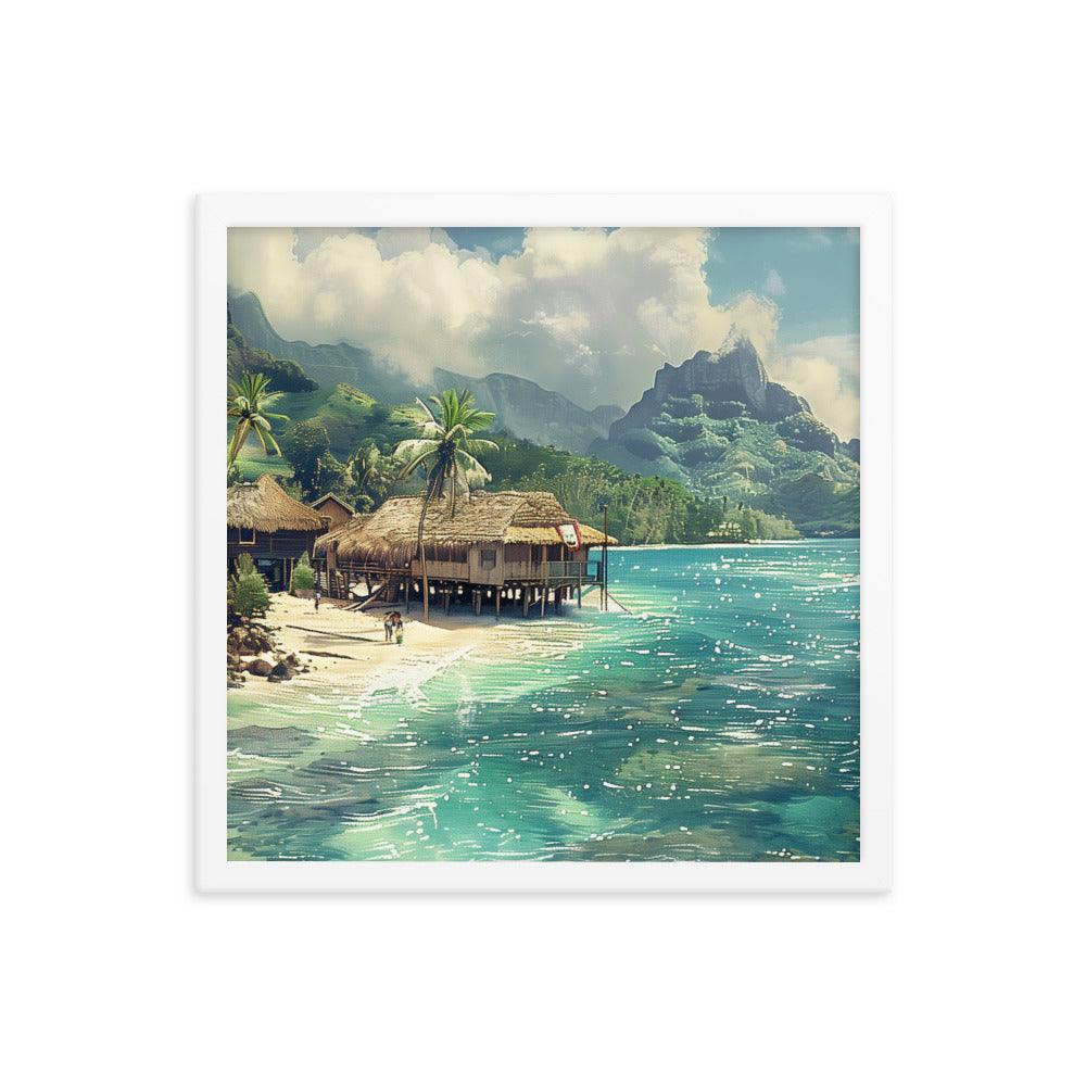 Nauru Tropical Beachside Village Framed Poster - Oh Posters