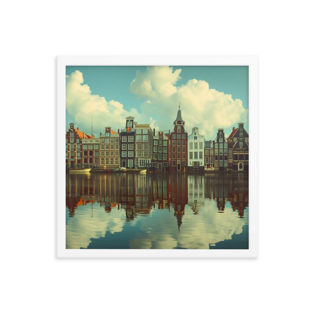 Netherlands Historic Amsterdam Canal Houses Framed Poster - Oh Posters