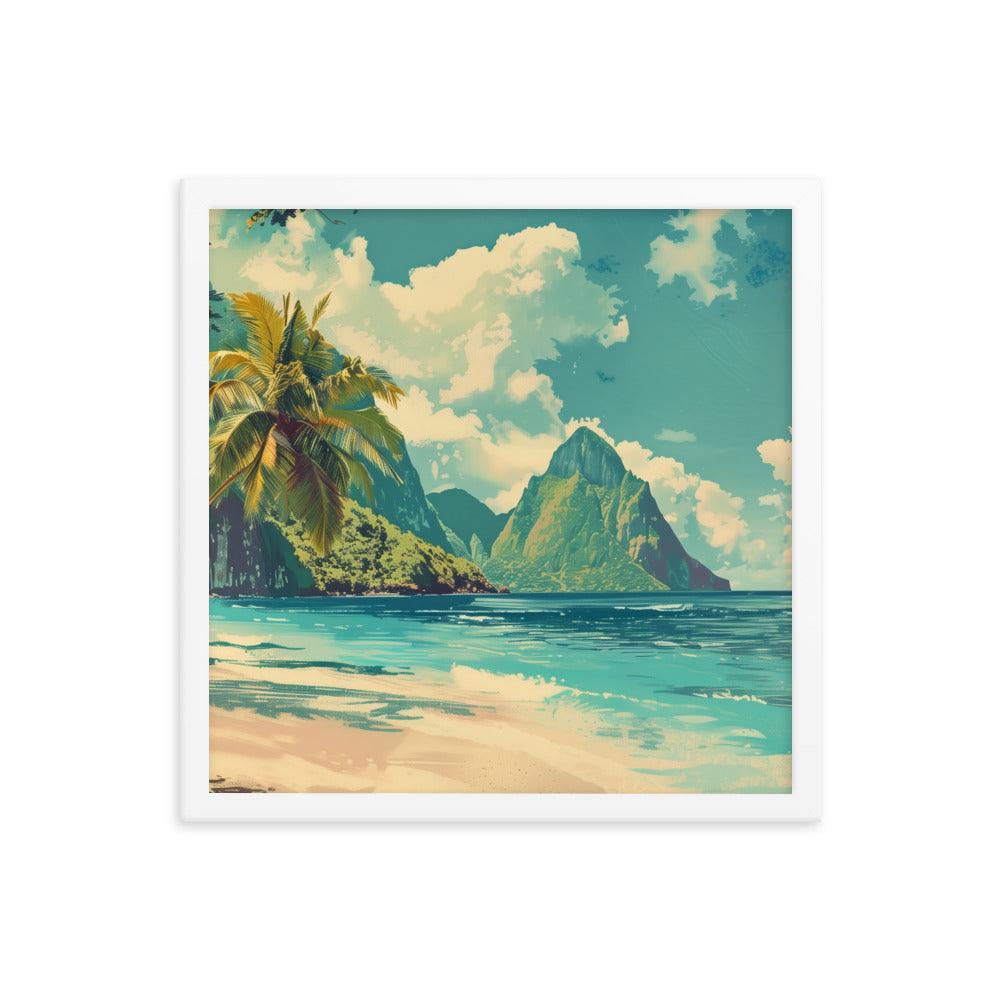 Saint Vincent and the Grenadines Pristine Beach Tropical Framed Poster - Oh Posters