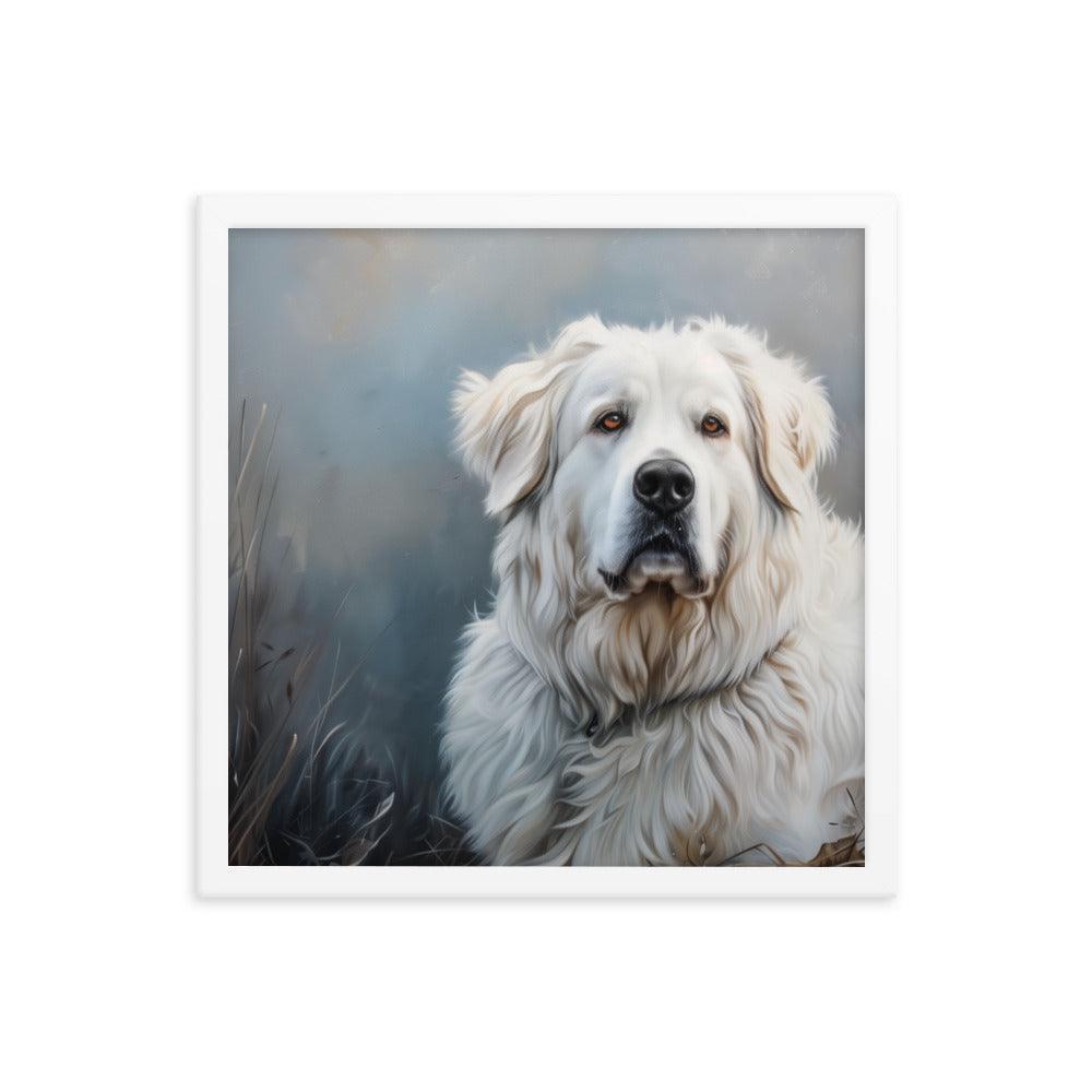 Great Pyrenees Majestic Winter Portrait Framed Poster - Oh Posters