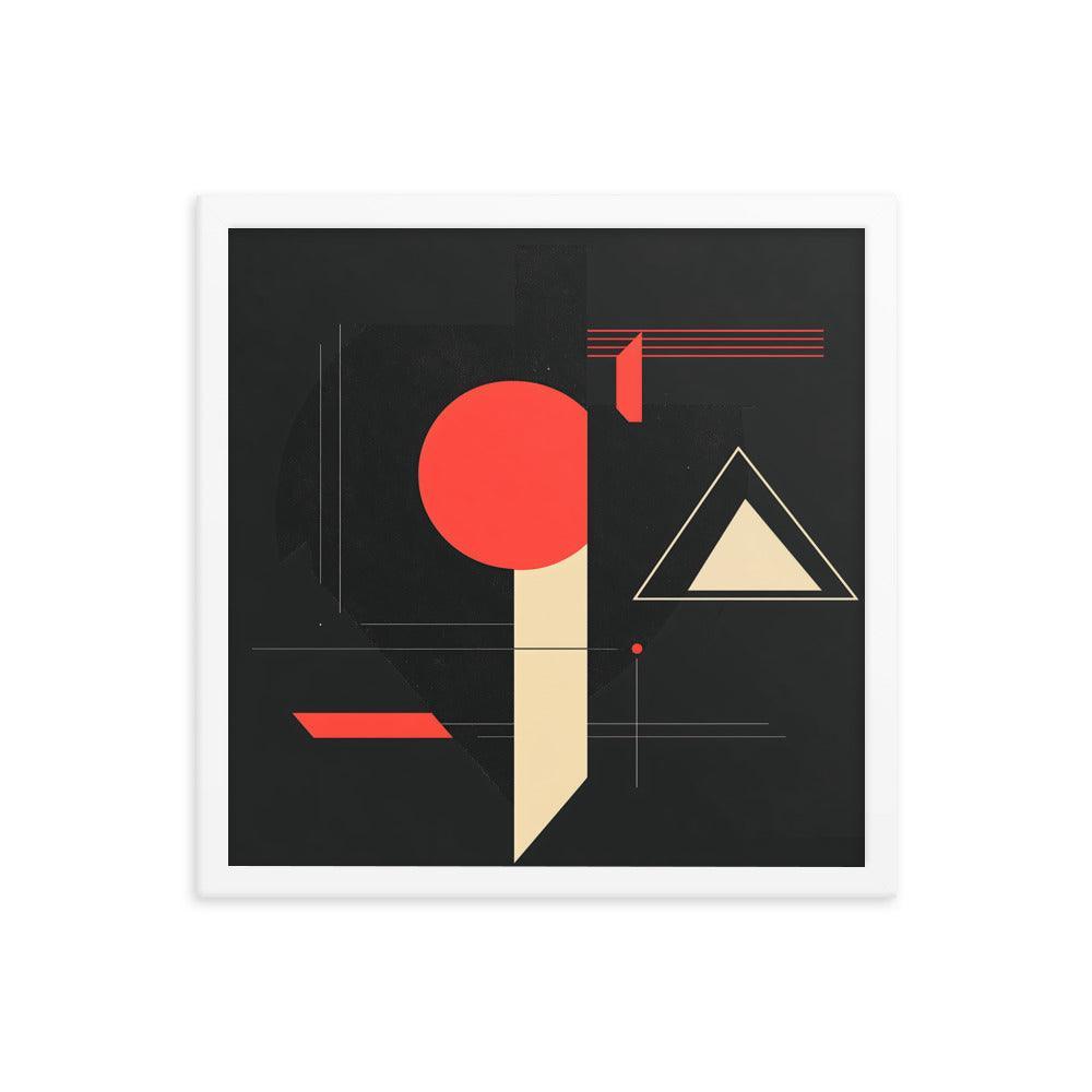 Bold Geometric Art Shapes Red Circle Black Framed Poster - Oh Posters