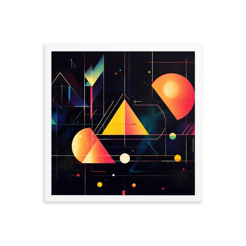 Cosmic Geometric Art with Abstract Shapes and Colorful Patterns for Modern Aesthetics Framed Poster - Oh Posters