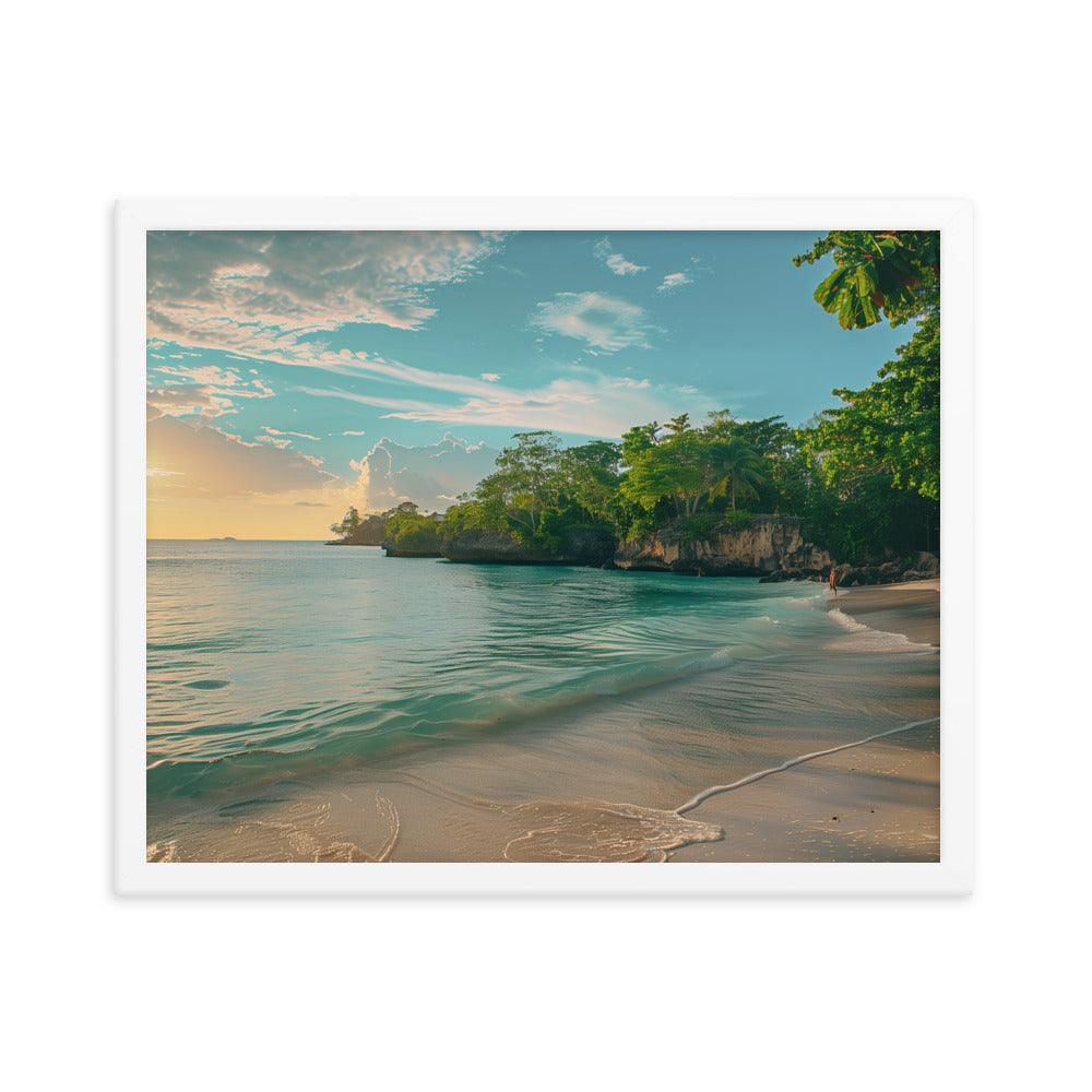 Jamaica Tranquil Seaside Sunset Framed Poster - Oh Posters