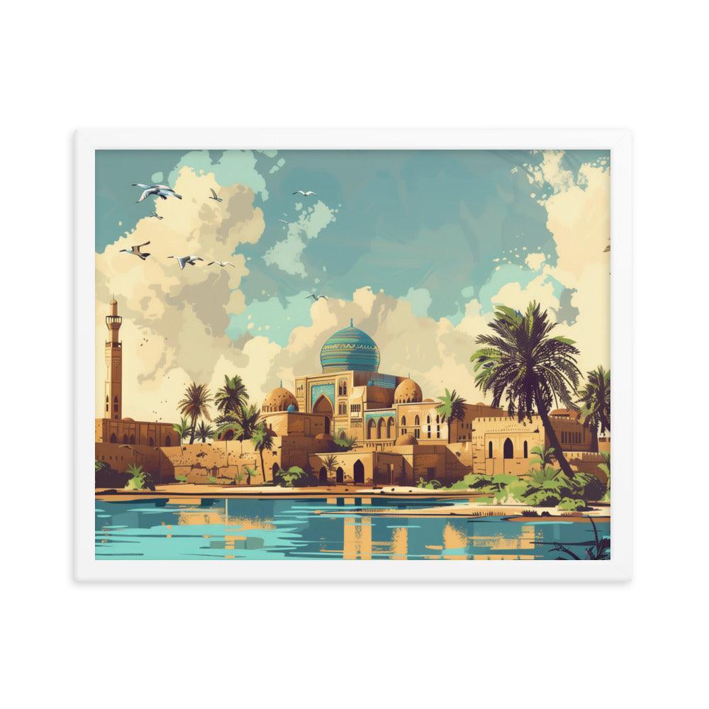 Iraq Riverside Mosque Tropical Landscape Framed Poster - Oh Posters