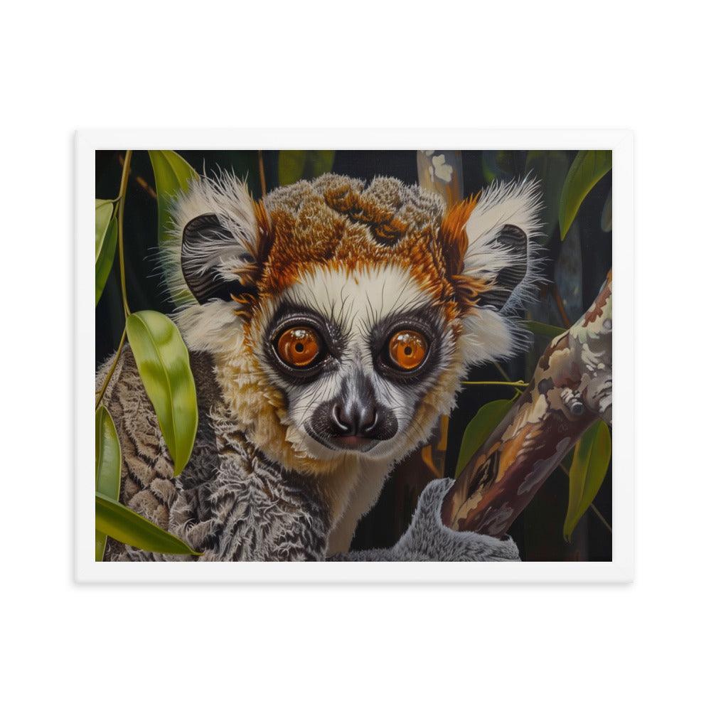 Madagascar Brown Lemur Realistic Wildlife Art Framed Poster - Oh Posters