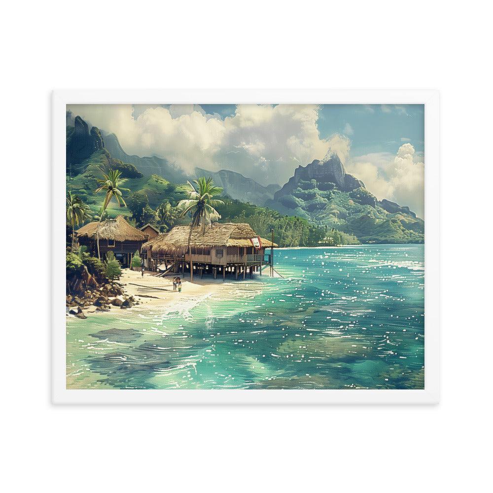 Nauru Tropical Beachside Village Framed Poster - Oh Posters