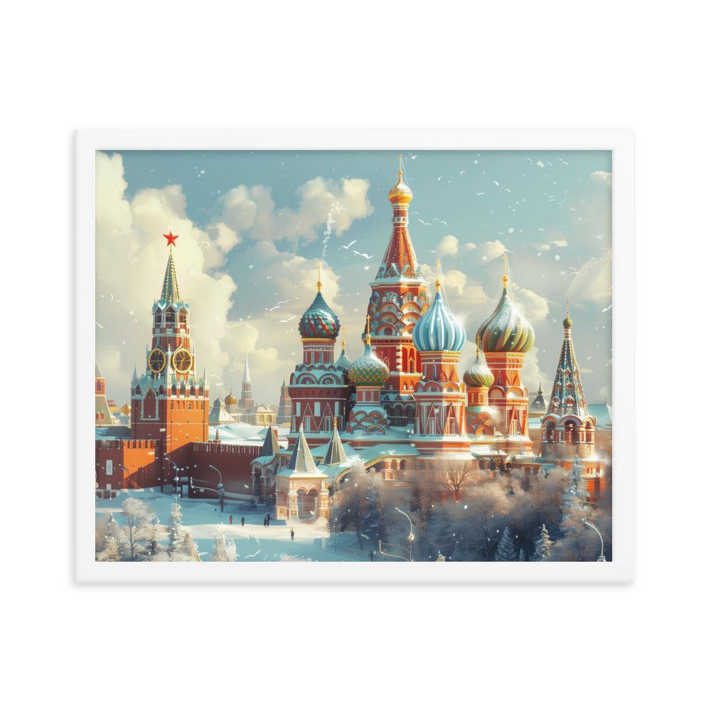 Russia Winter Moscow Kremlin Snowy Framed Poster - Oh Posters