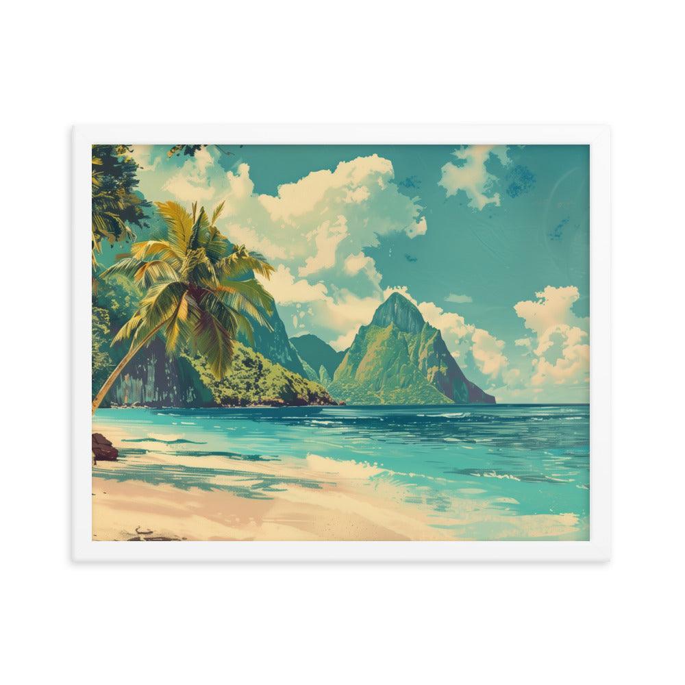 Saint Vincent and the Grenadines Pristine Beach Tropical Framed Poster - Oh Posters