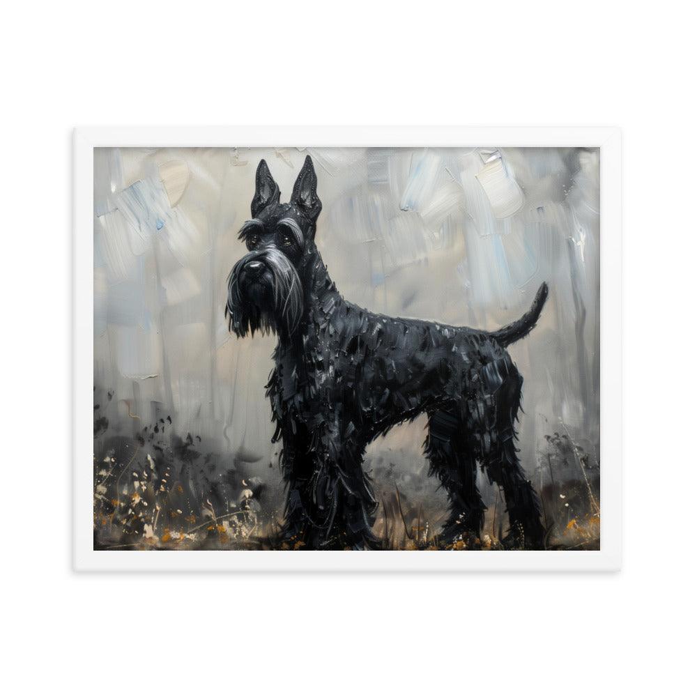 Giant Schnauzer Abstract Black and Gray Portrait Framed Poster - Oh Posters