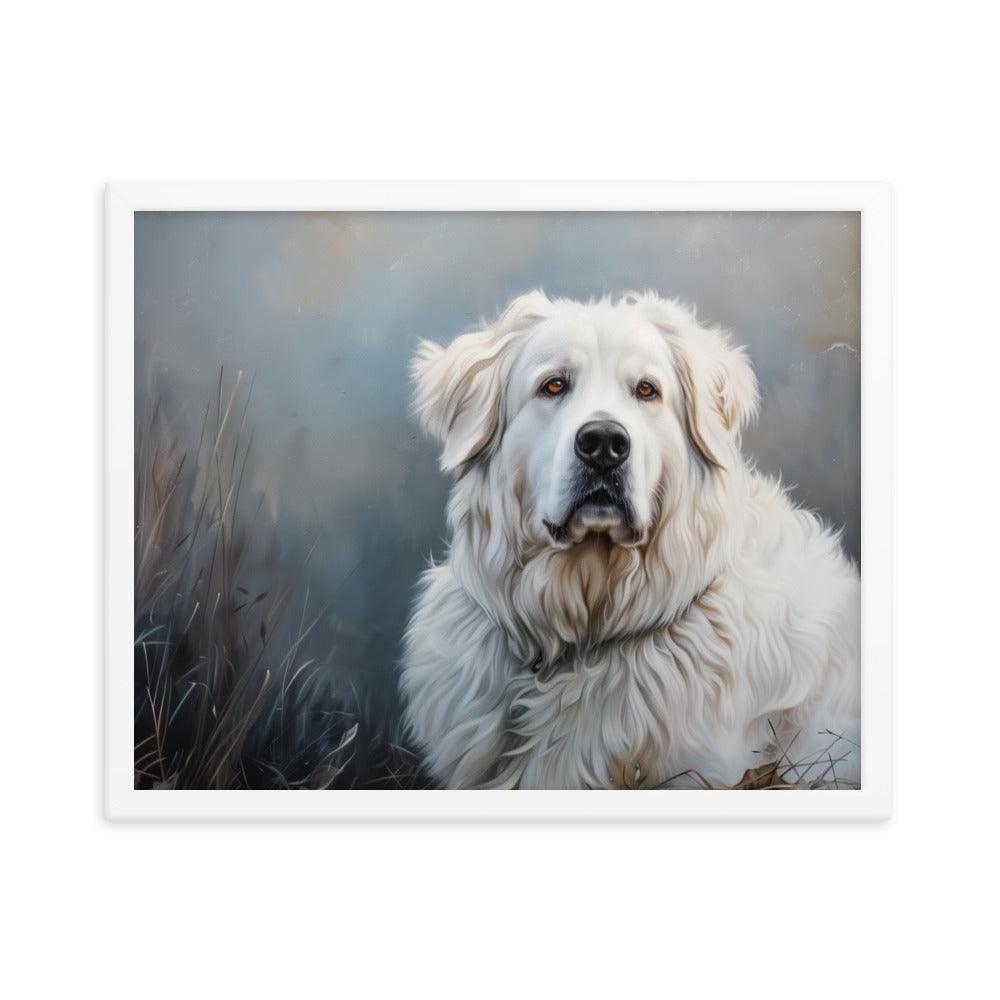 Great Pyrenees Majestic Winter Portrait Framed Poster - Oh Posters