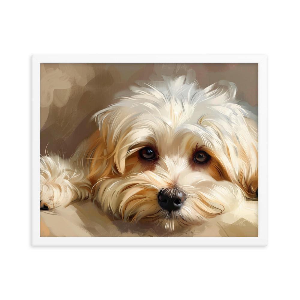 Havanese Puppy Resting Digital Painting Framed Poster - Oh Posters