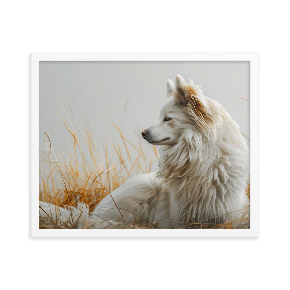 Icelandic Sheepdog in Golden Field Art Framed Poster - Oh Posters