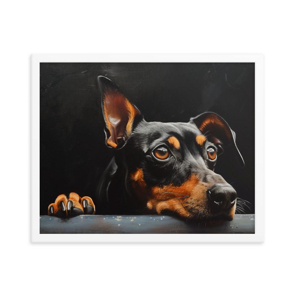 Manchester Terrier Painting with Dark Background Framed Poster - Oh Posters