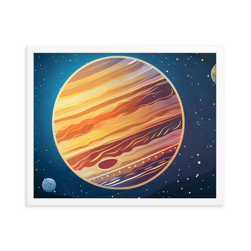 Jupiter Colorful Space Illustration Astronomy Art Framed Poster - Oh Posters