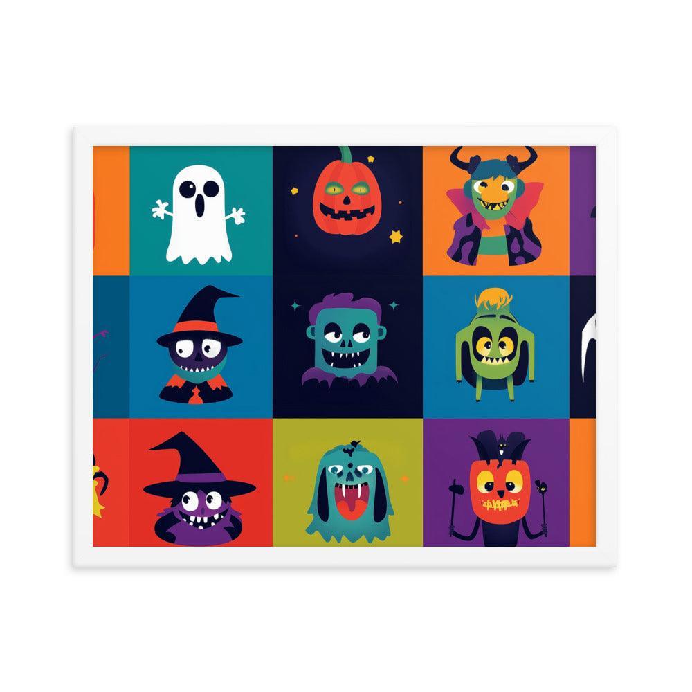 Halloween Monster Faces Assorted Digital Art Framed Poster - Oh Posters