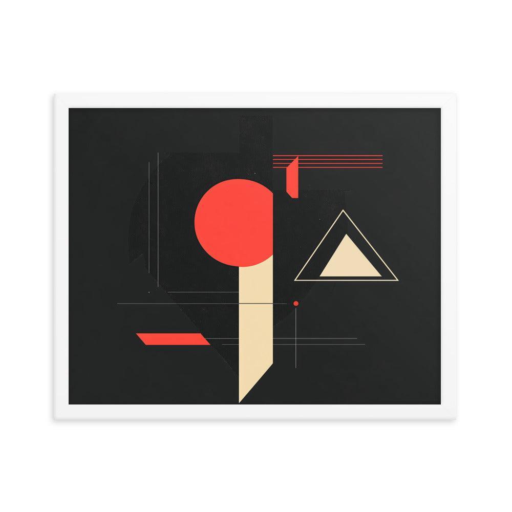 Bold Geometric Art Shapes Red Circle Black Framed Poster - Oh Posters