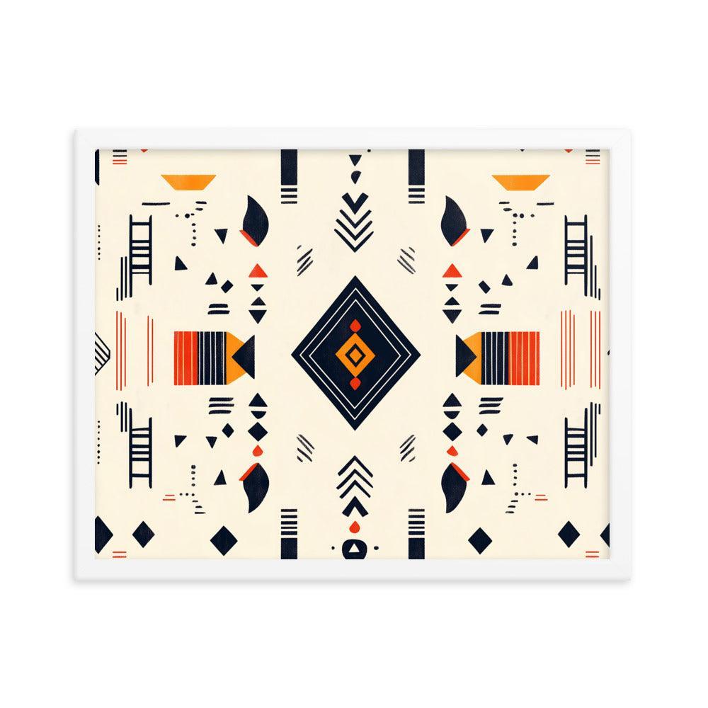Boho Geometric Pattern with Tribal Vibes Framed Poster - Oh Posters
