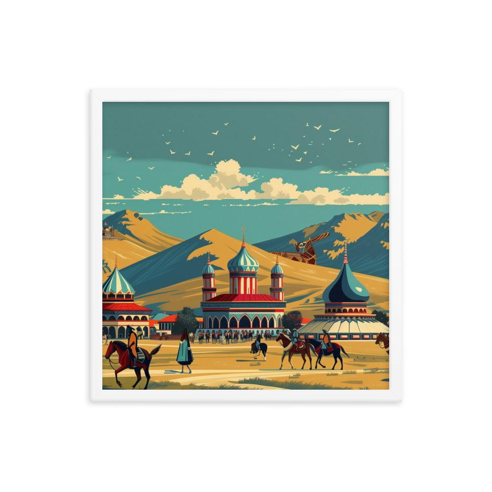 Kazakhstan Traditional Nomadic Settlement Framed Poster - Oh Posters