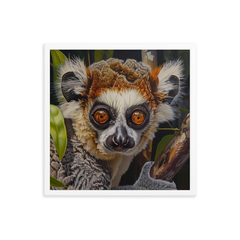 Madagascar Brown Lemur Realistic Wildlife Art Framed Poster - Oh Posters