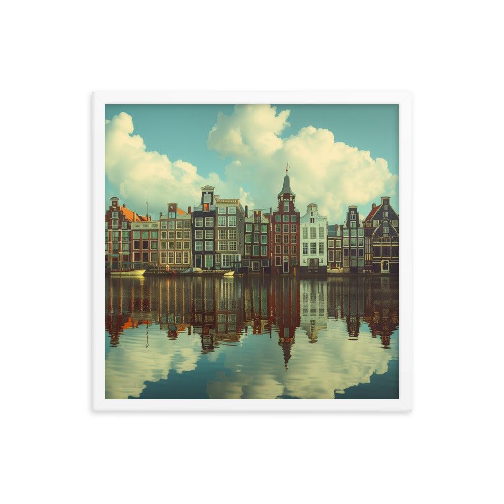 Netherlands Historic Amsterdam Canal Houses Framed Poster - Oh Posters