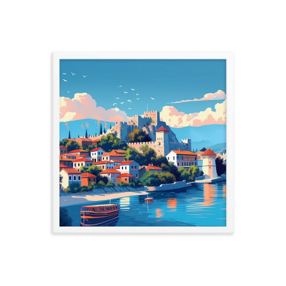 North Macedonia Historic Castle by the Lake Framed Poster - Oh Posters