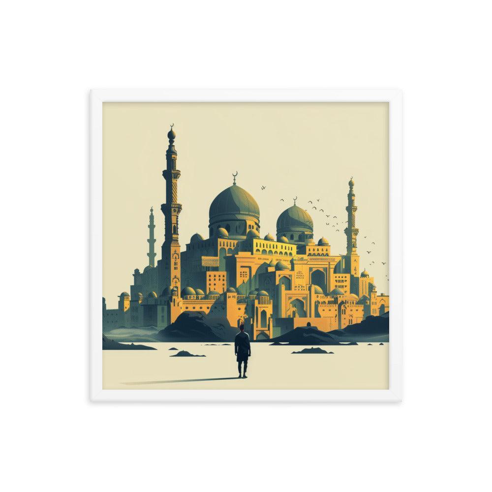 Saudi Arabia Majestic Mosque Desert Landscape Framed Poster - Oh Posters