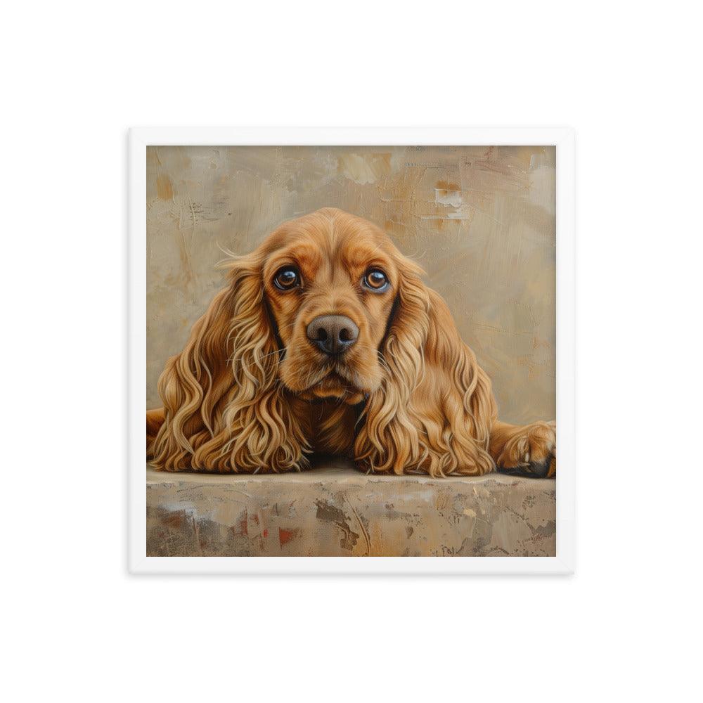 English Cocker Spaniel Resting on Textured Background Painting Framed Poster - Oh Posters