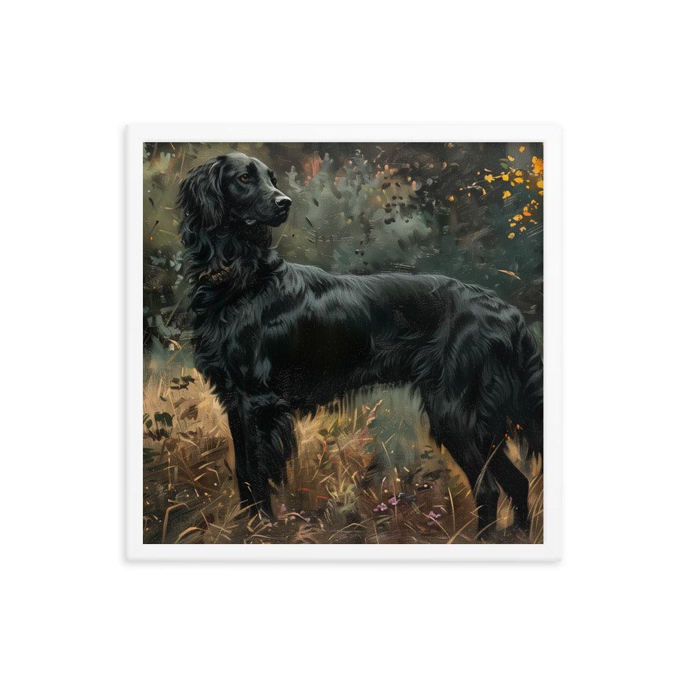 Flat-Coated Retriever in Forest Painting Framed Poster - Oh Posters