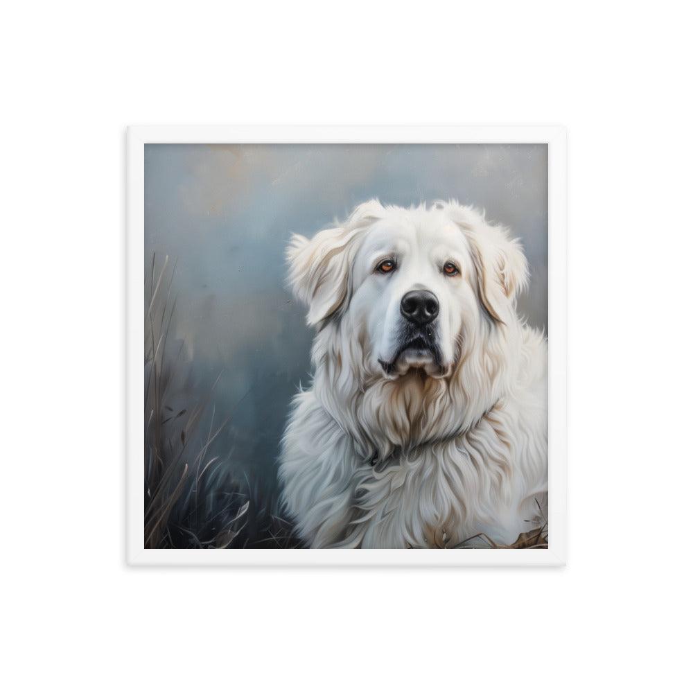 Great Pyrenees Majestic Winter Portrait Framed Poster - Oh Posters