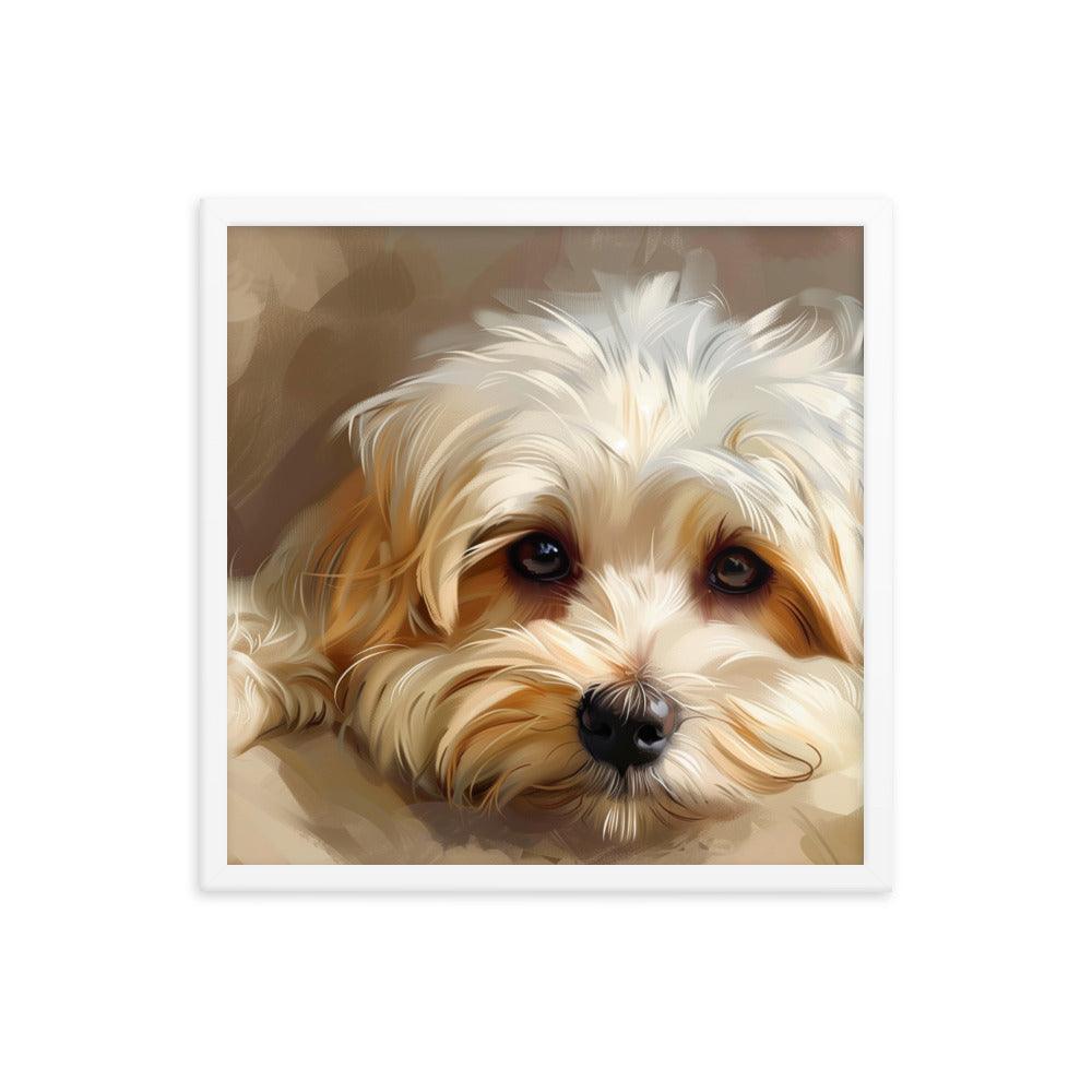 Havanese Puppy Resting Digital Painting Framed Poster - Oh Posters