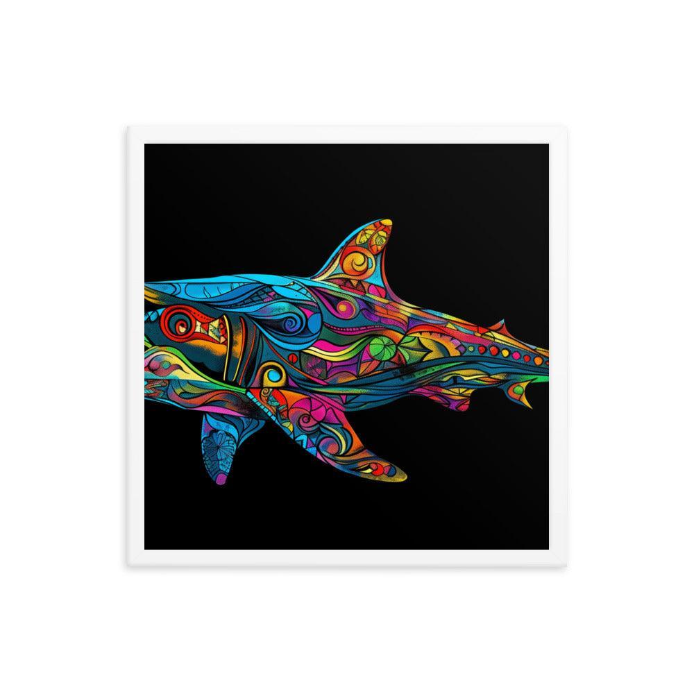 Hammerhead Shark Colorful Abstract Art Digital Design Framed Poster - Oh Posters