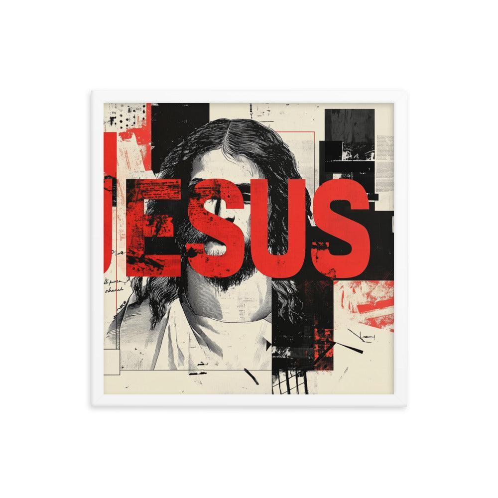 Jesus Typography Heals Abstract Collage Art Framed Poster - Oh Posters