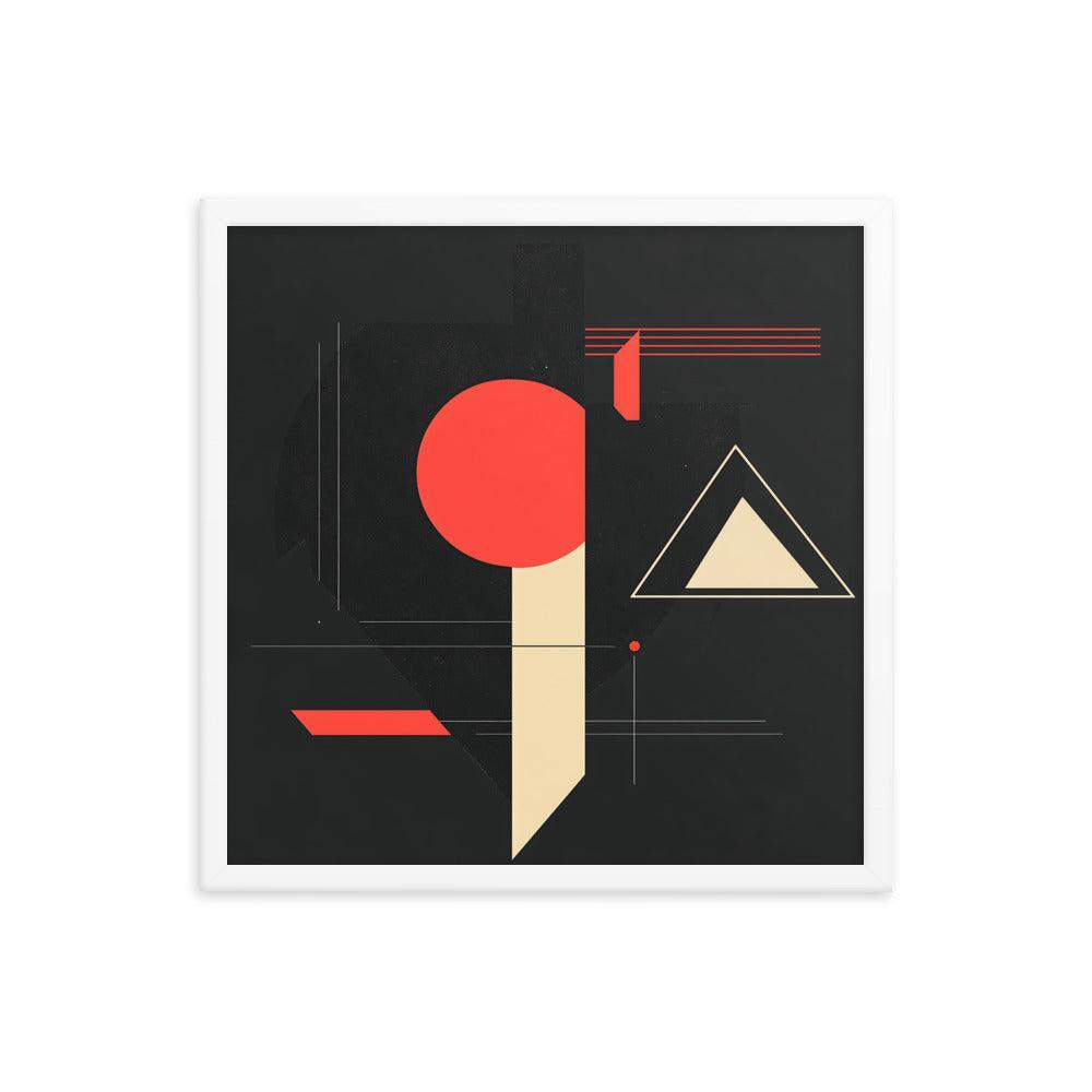 Bold Geometric Art Shapes Red Circle Black Framed Poster - Oh Posters