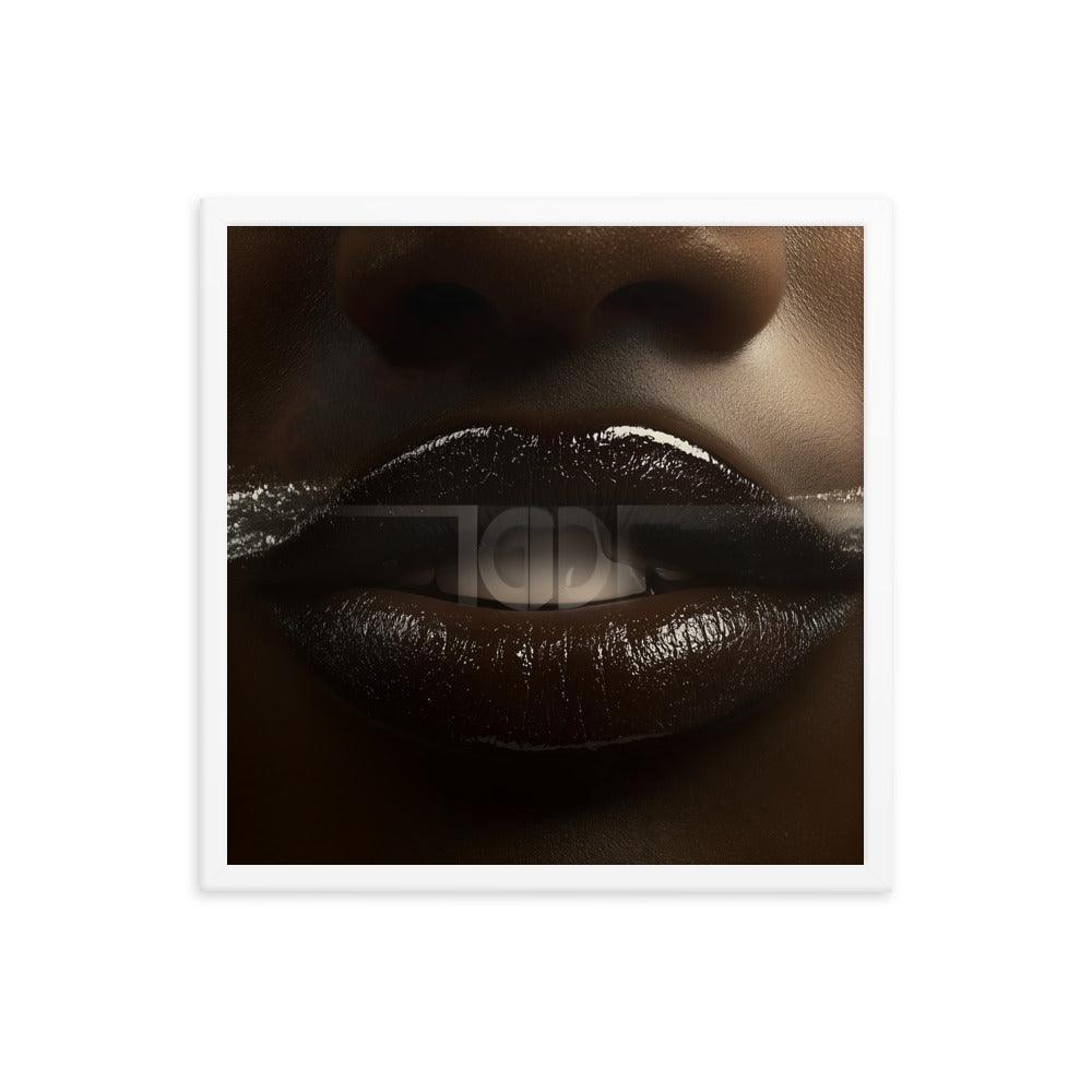 Bold Abstract Face Art with White Accents for Modern Aesthetic Framed Poster - Oh Posters