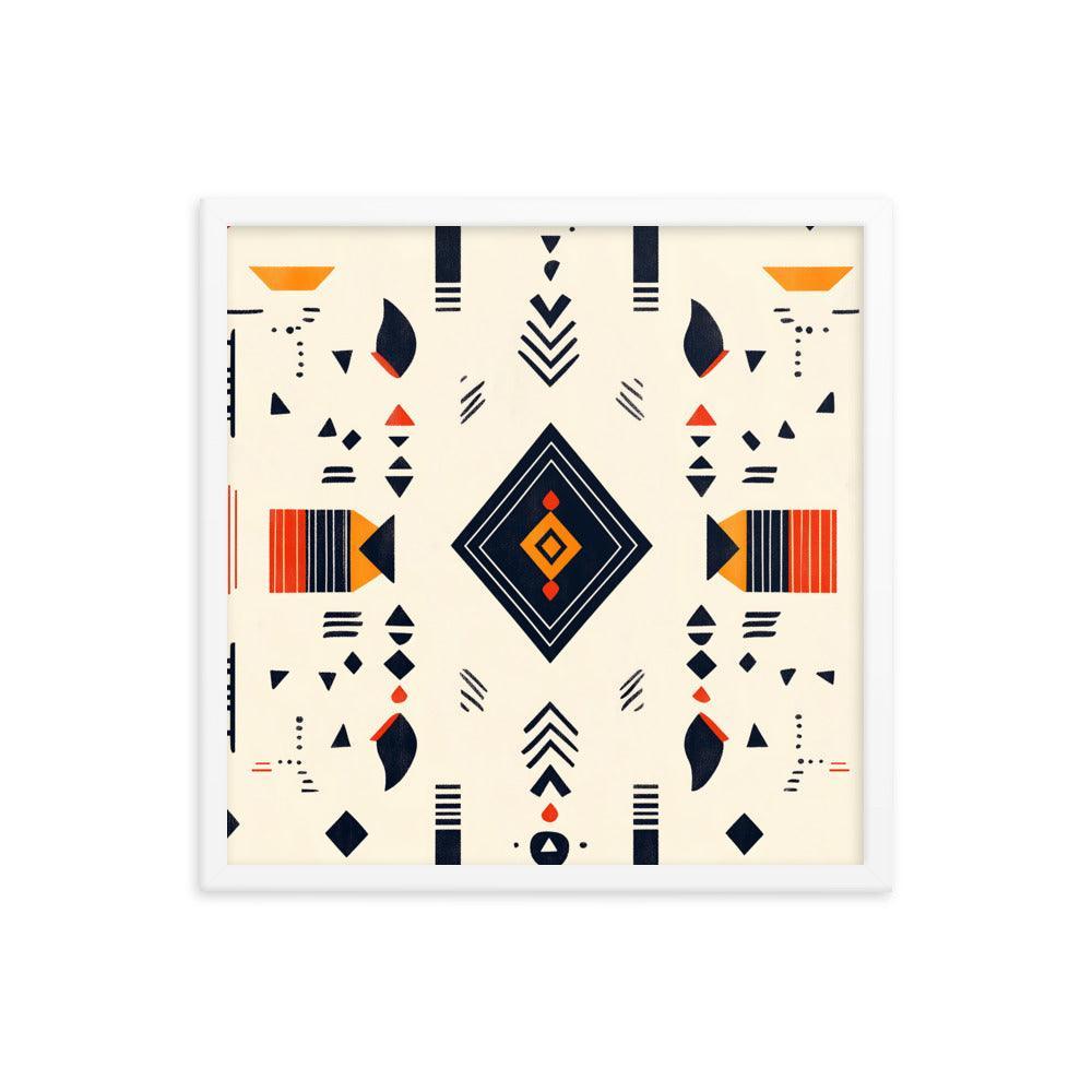 Boho Geometric Pattern with Tribal Vibes Framed Poster - Oh Posters