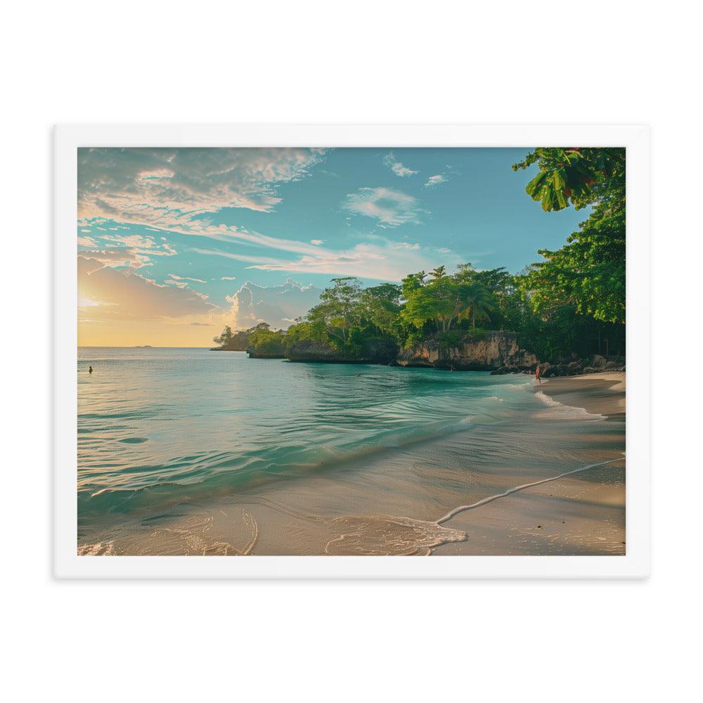 Jamaica Tranquil Seaside Sunset Framed Poster - Oh Posters