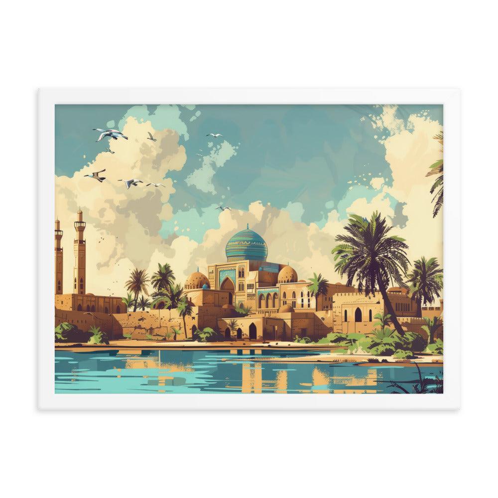 Iraq Riverside Mosque Tropical Landscape Framed Poster - Oh Posters