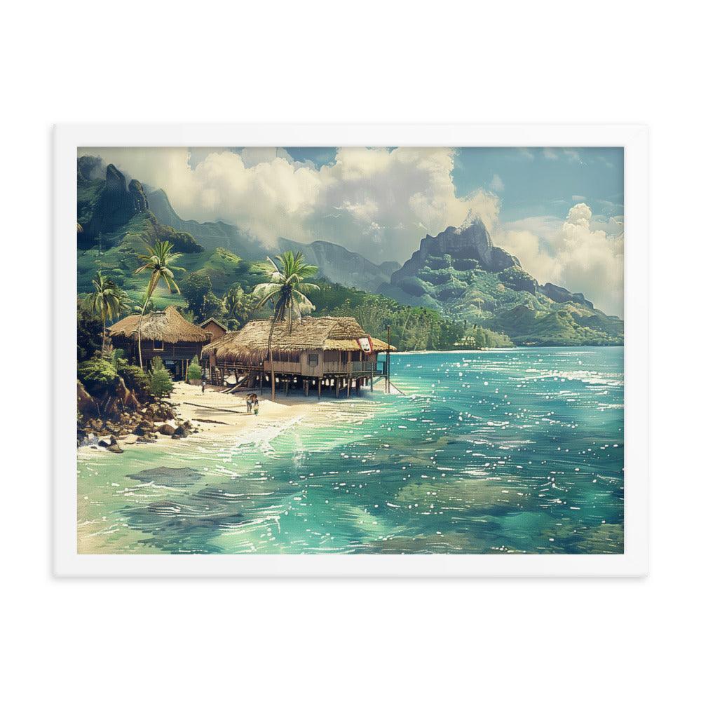 Nauru Tropical Beachside Village Framed Poster - Oh Posters