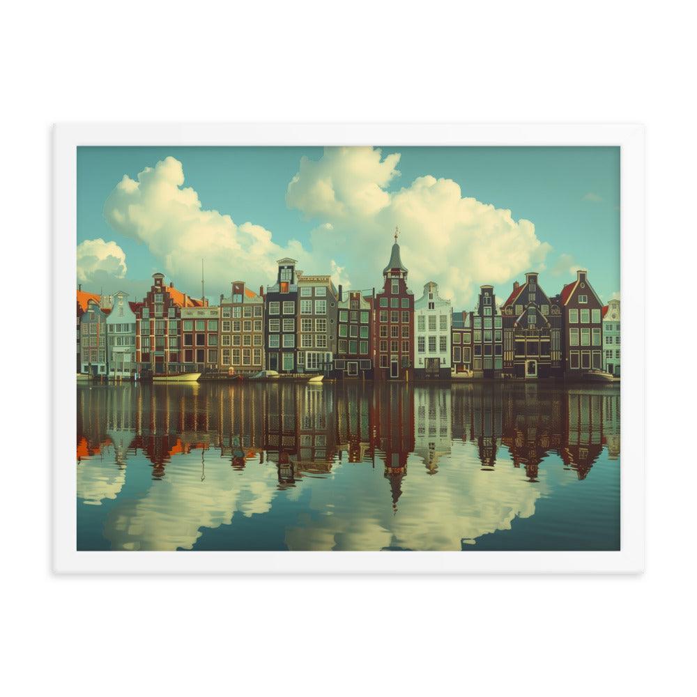 Netherlands Historic Amsterdam Canal Houses Framed Poster - Oh Posters