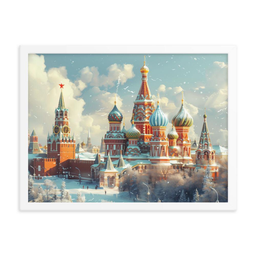 Russia Winter Moscow Kremlin Snowy Framed Poster - Oh Posters