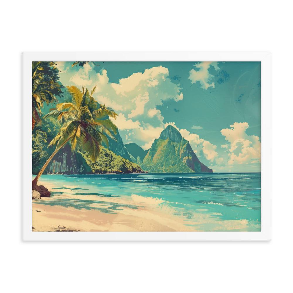 Saint Vincent and the Grenadines Pristine Beach Tropical Framed Poster - Oh Posters