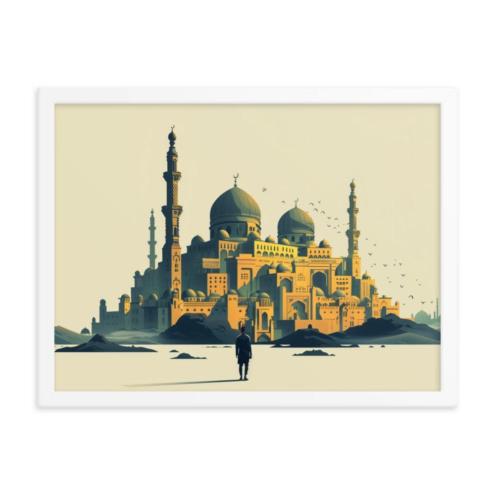 Saudi Arabia Majestic Mosque Desert Landscape Framed Poster - Oh Posters
