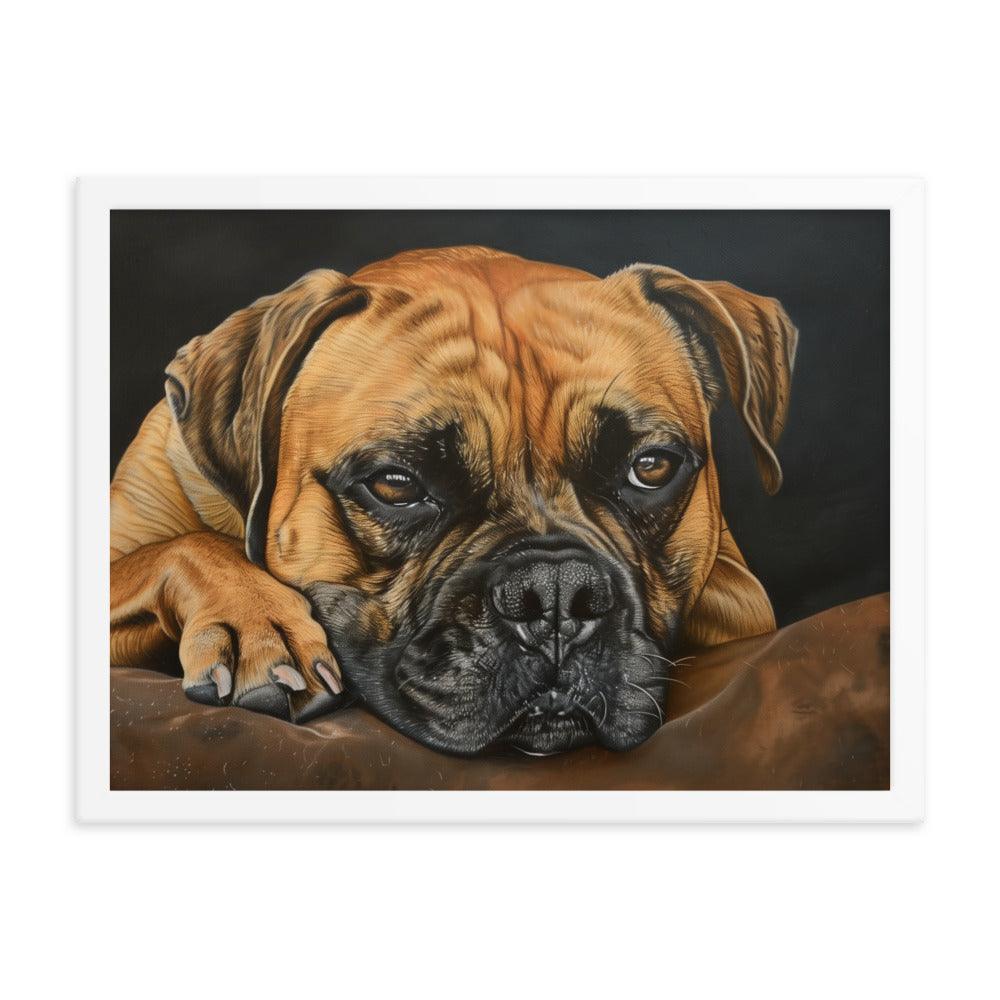 Bullmastiff Resting Portrait Painting Framed Poster - Oh Posters