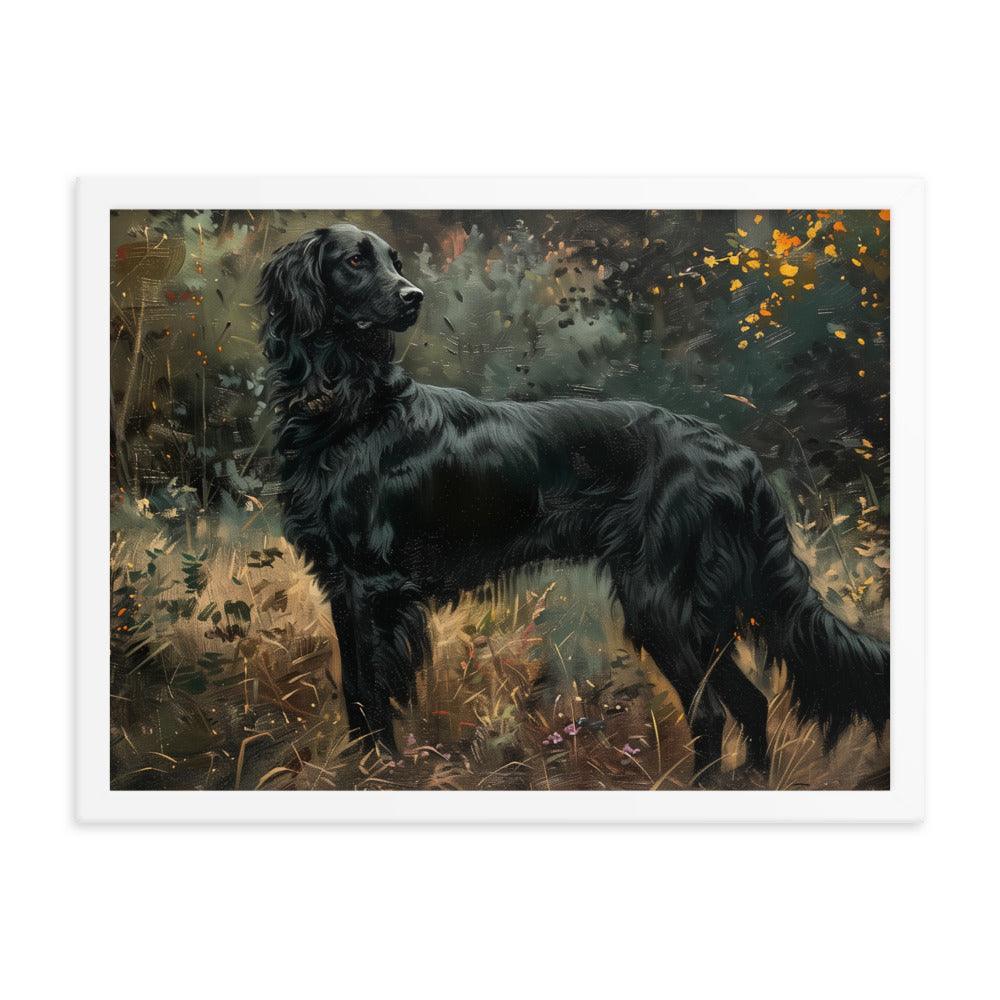 Flat-Coated Retriever in Forest Painting Framed Poster - Oh Posters