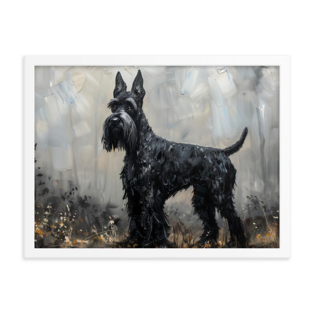 Giant Schnauzer Abstract Black and Gray Portrait Framed Poster - Oh Posters